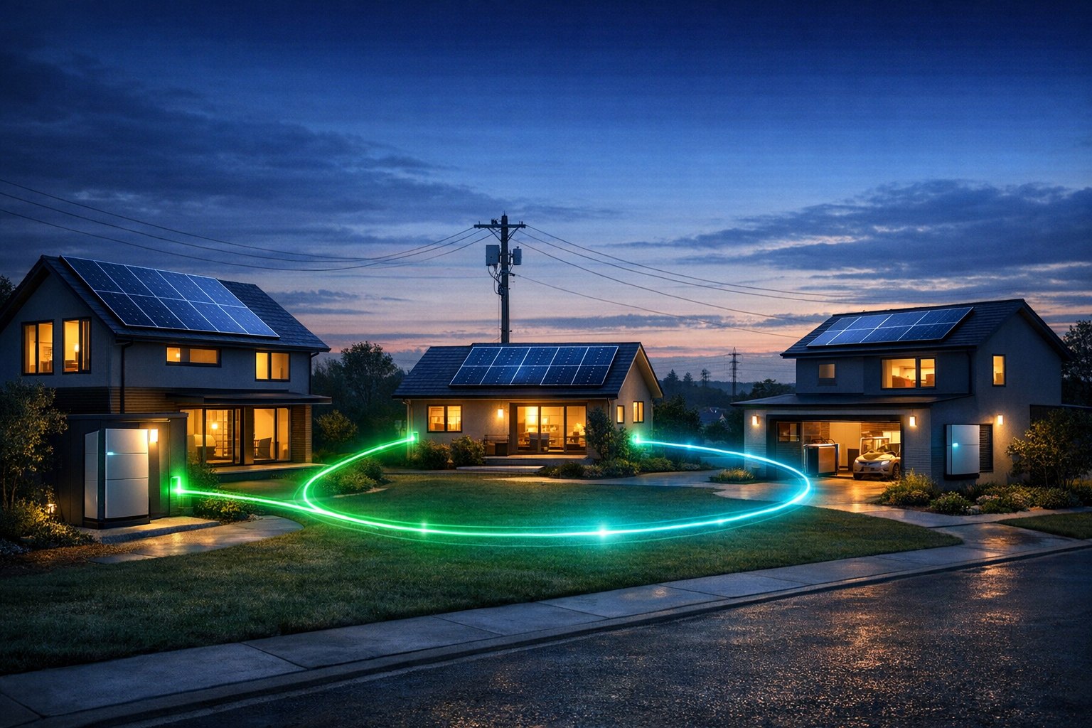 Connected solar homes exchanging energy across a smart microgrid